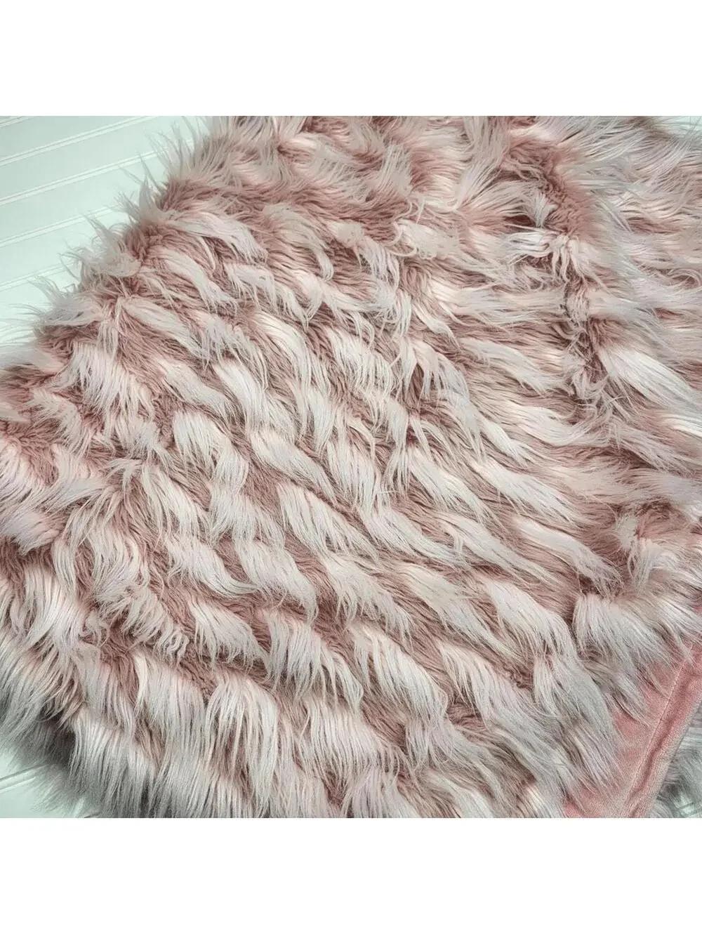 Celebrity Home Faux Fur Pink Eyelash Luxury Throw Blanket 50 X 60 Inches